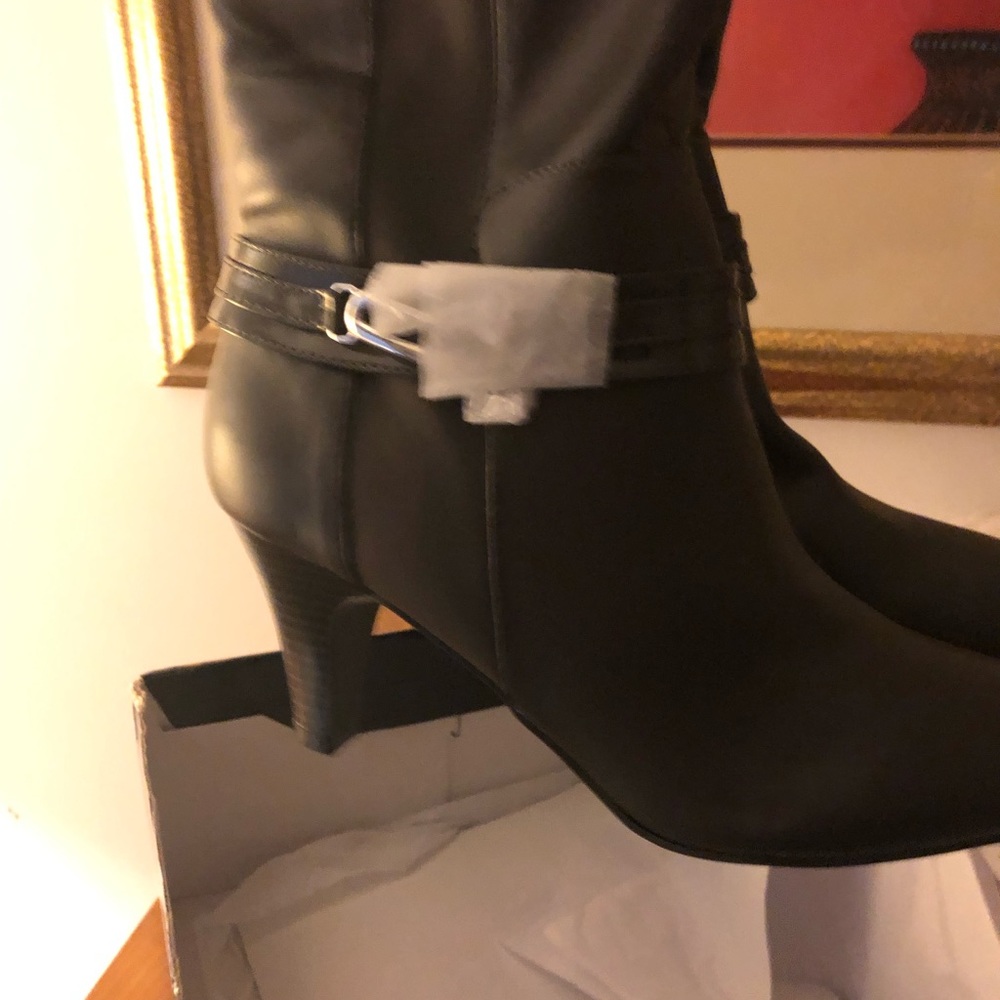 Karen Scott wide calf, 3 inch heels -by 13 inches.